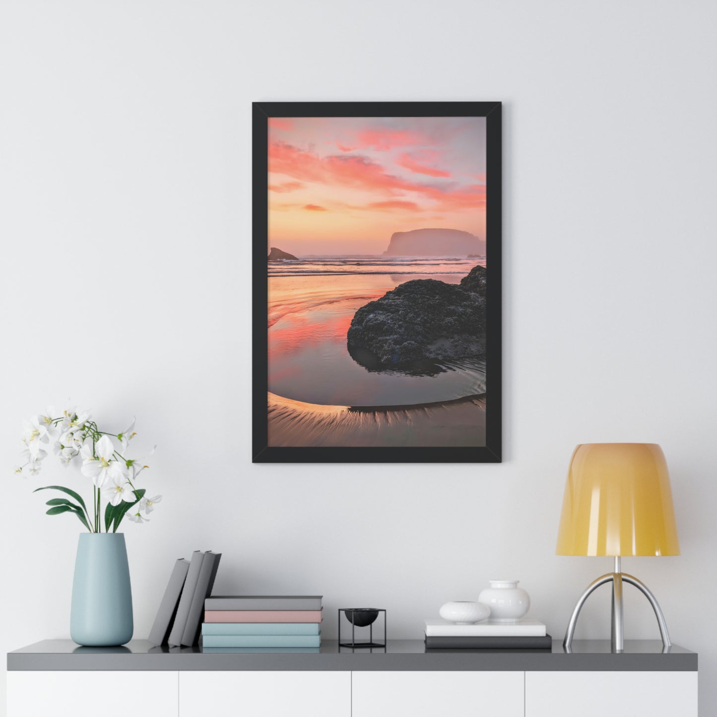 Magical Sunset in Bandon - Vertical Framed Poster