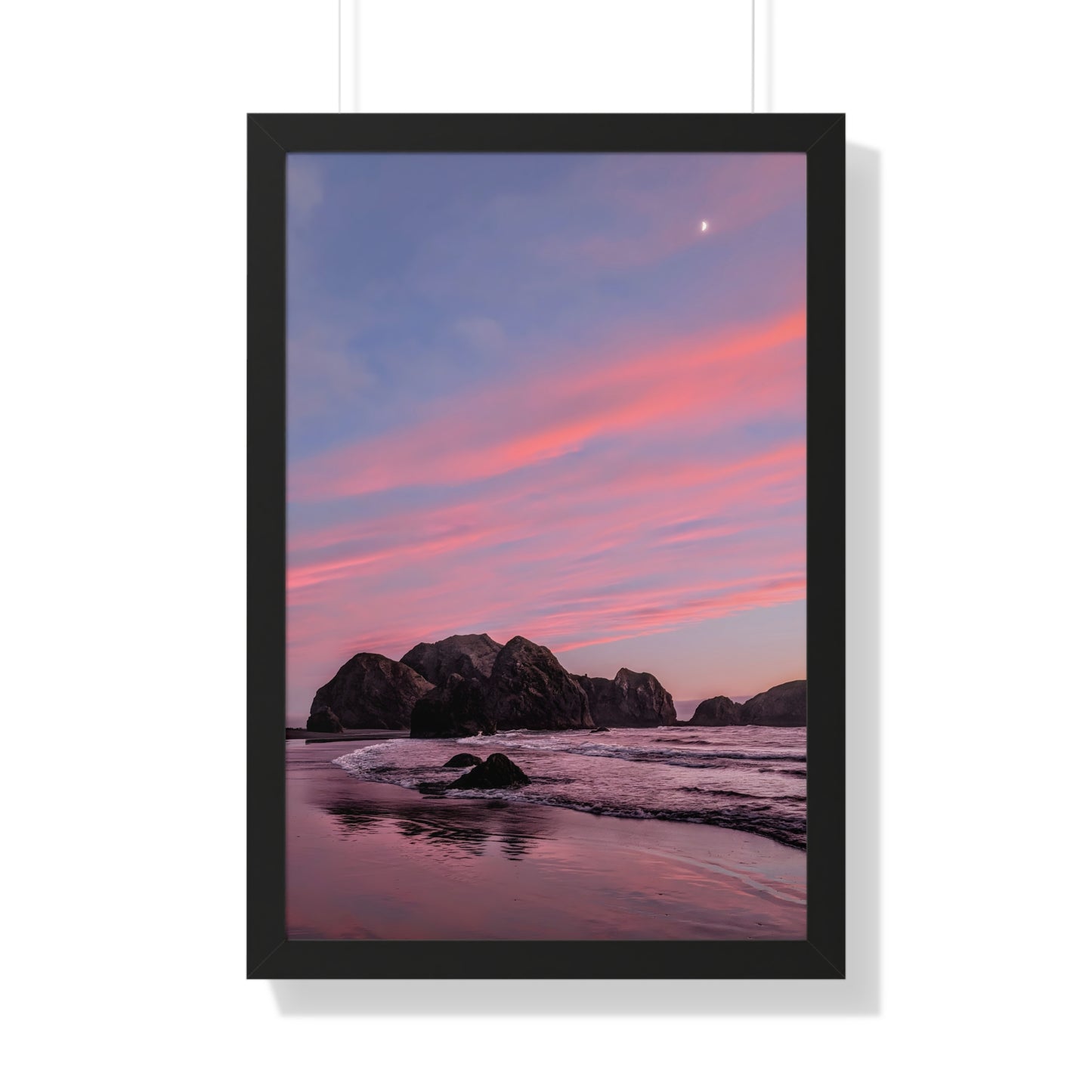 Epic Gold Beach Sunset - Vertical Framed Poster