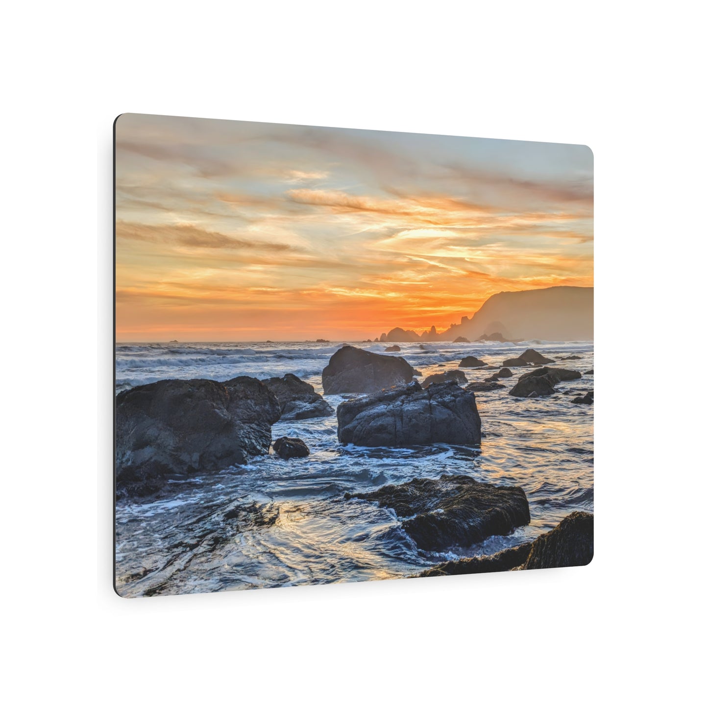Lone Rocks Meet the Last Light - Metal Coastal Print