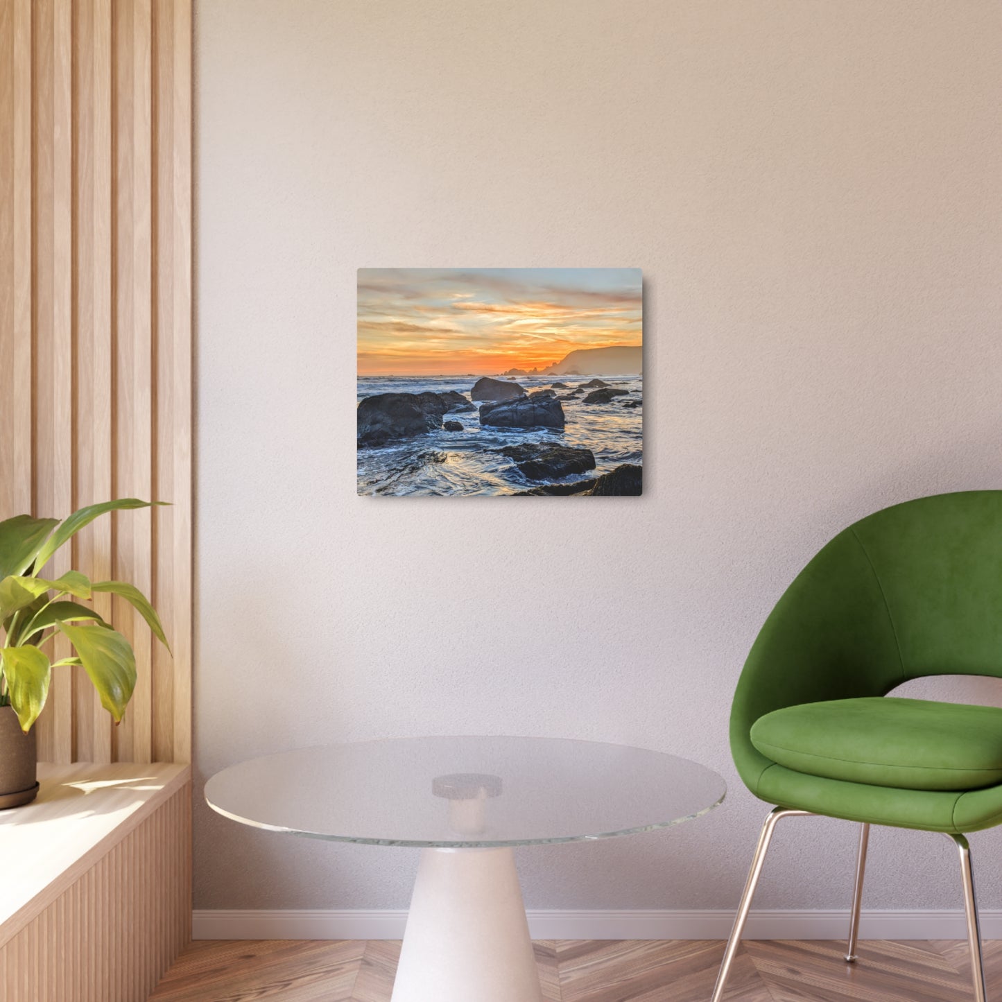 Lone Rocks Meet the Last Light - Metal Coastal Print