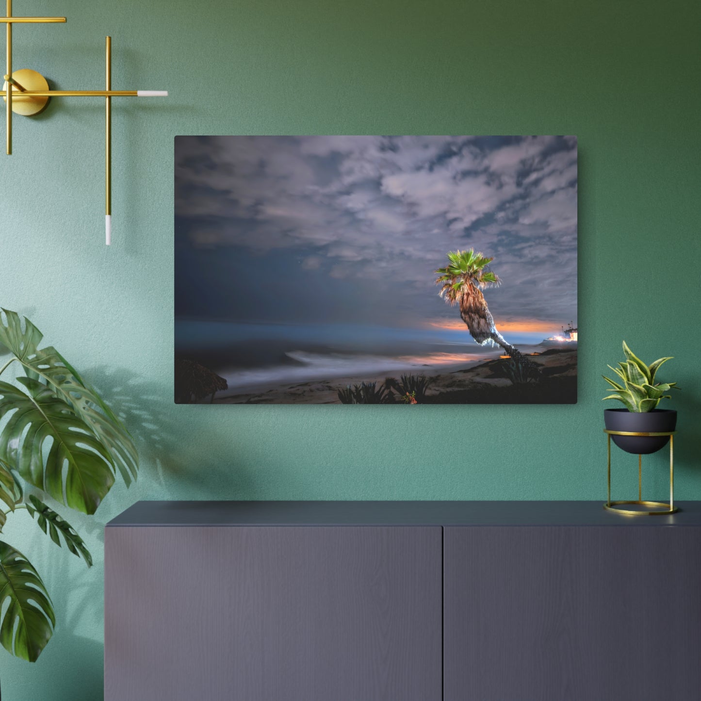 Midnight Palm - Metal Coastal Print