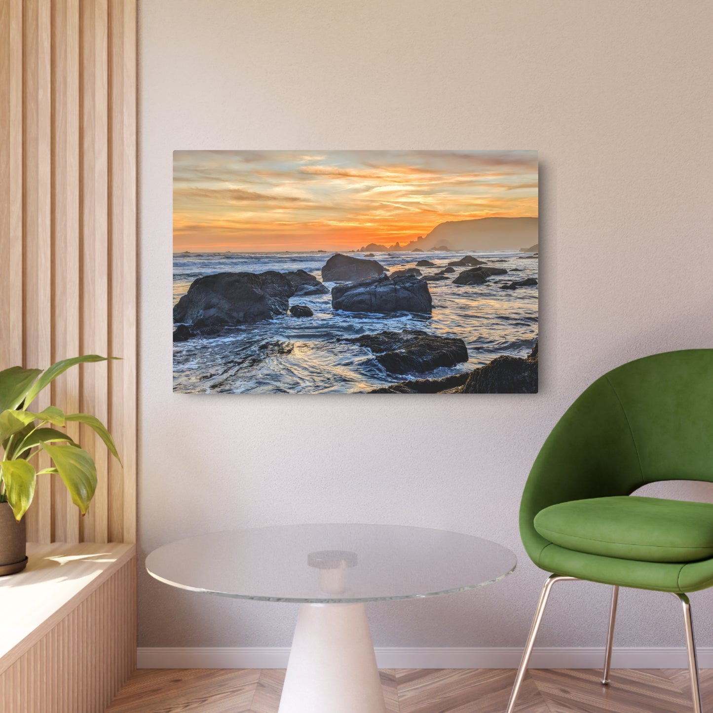 Lone Rocks Meet the Last Light - Metal Coastal Print