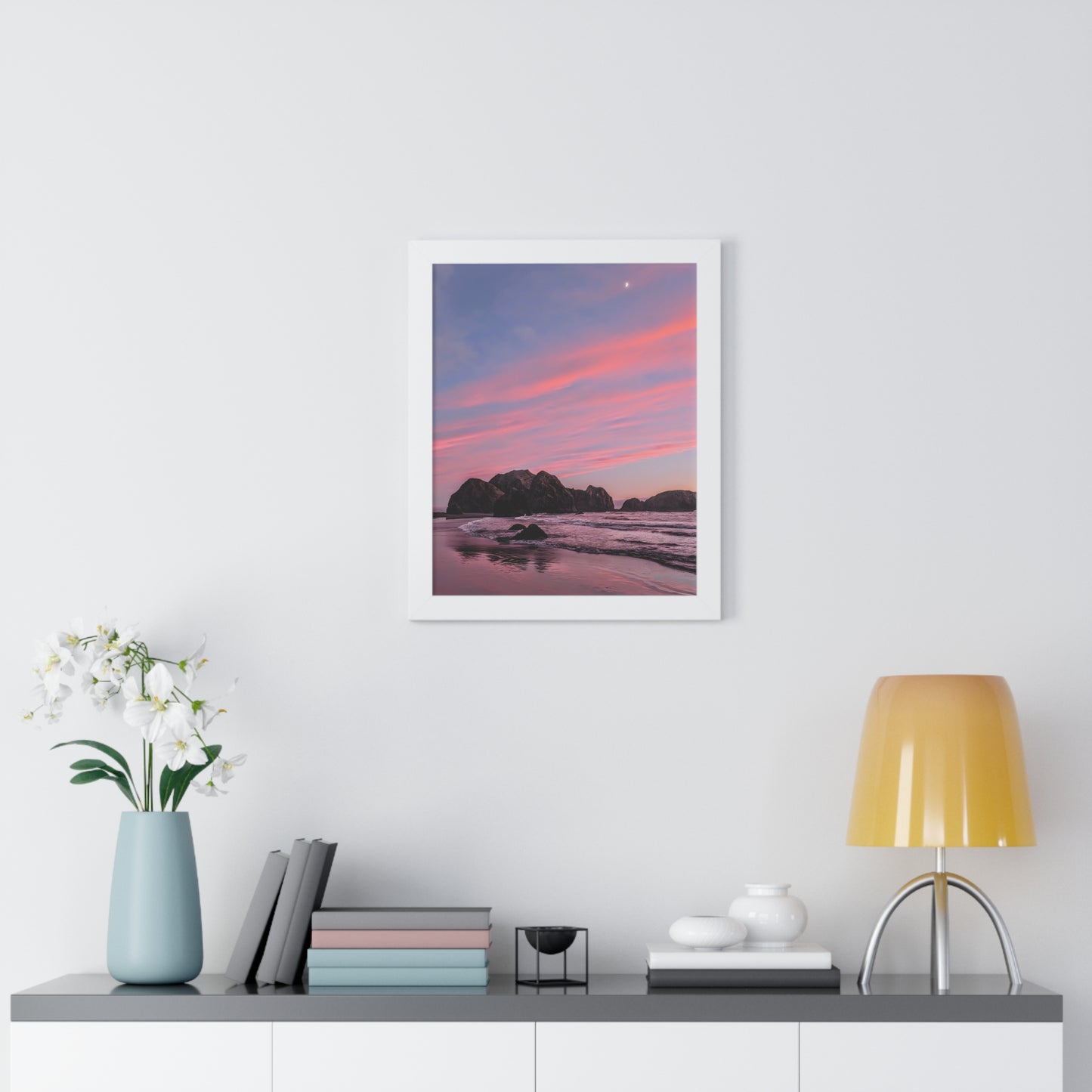 Epic Gold Beach Sunset - Vertical Framed Poster
