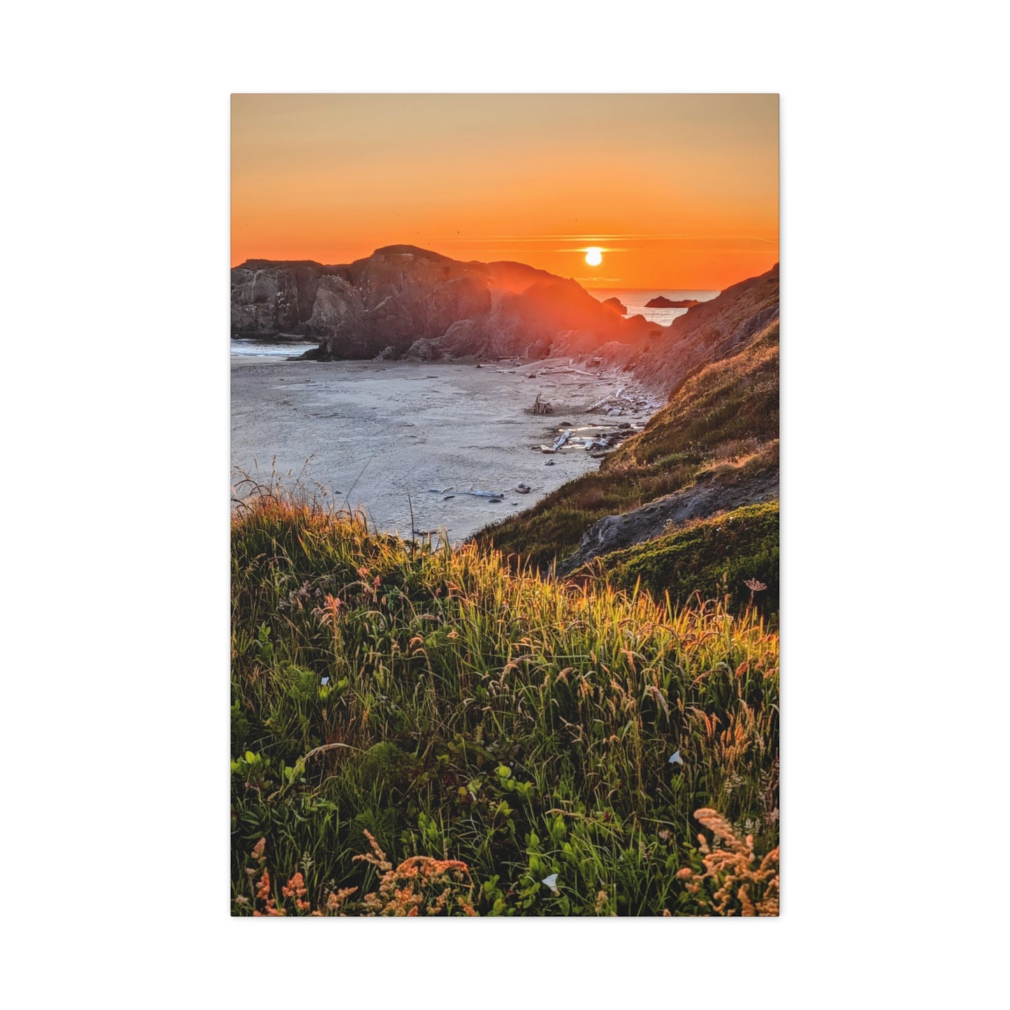 Last Light at Coquille Point - Vertical Canvas Print