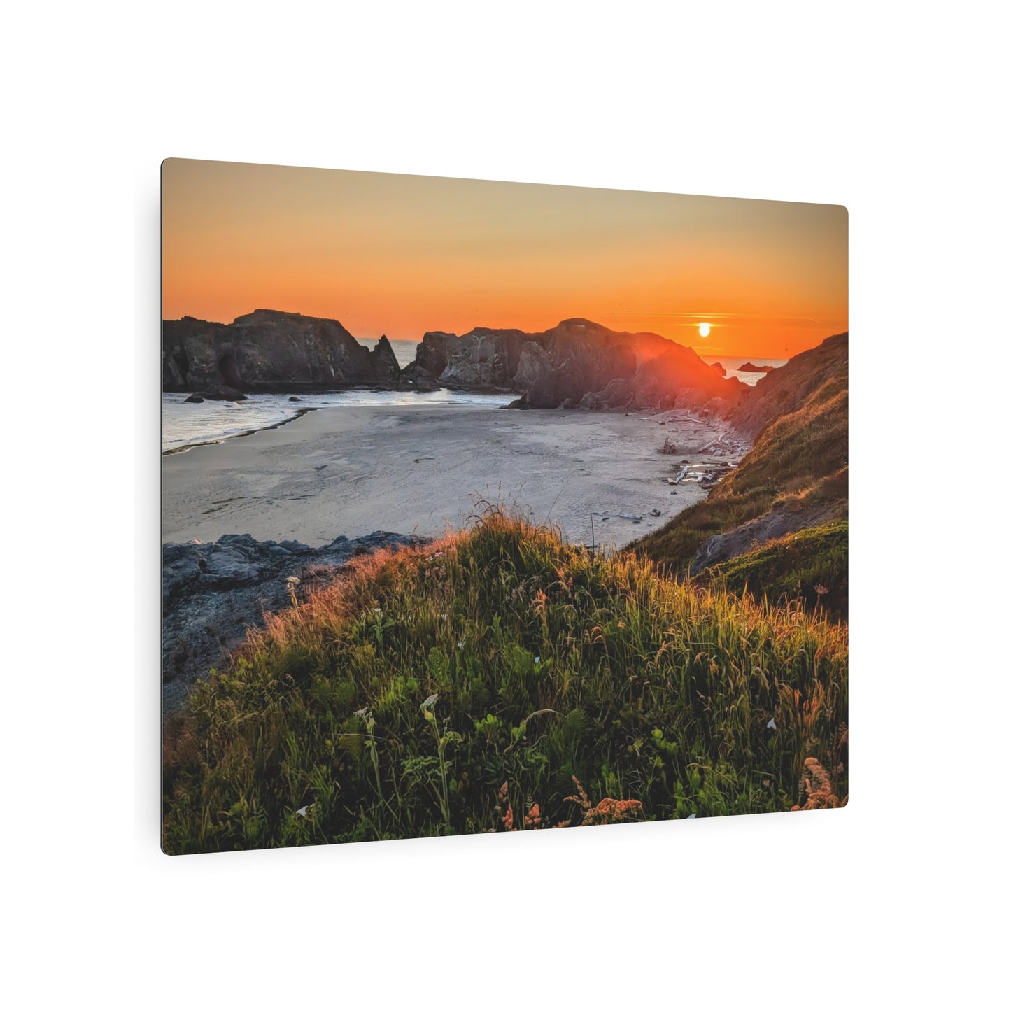 Last Light at Coquille Point - Metal Coastal Print