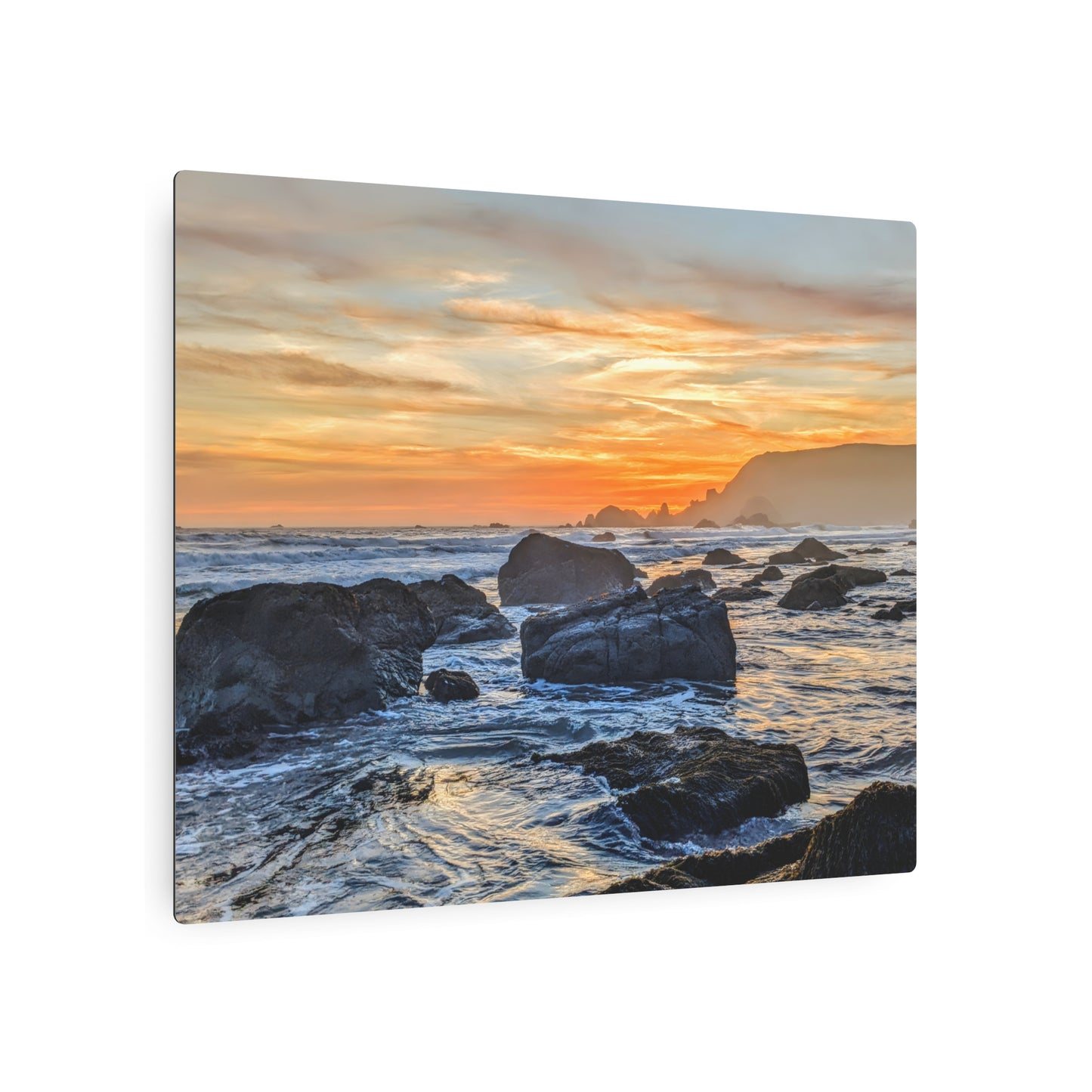 Lone Rocks Meet the Last Light - Metal Coastal Print