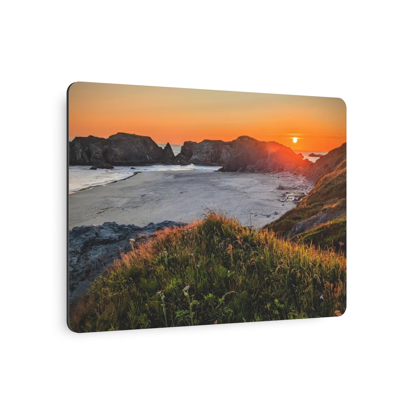 Last Light at Coquille Point - Metal Coastal Print