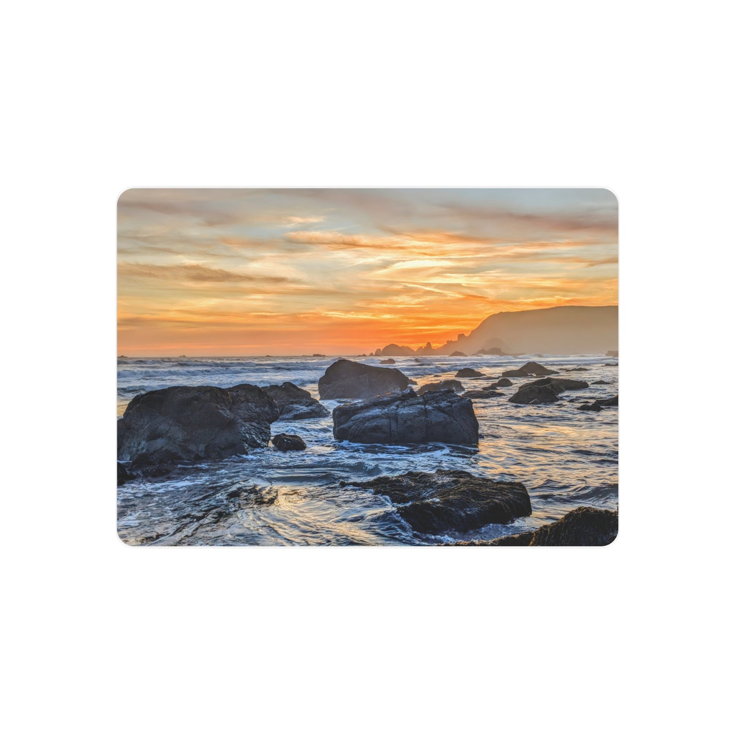 Lone Rocks Meet the Last Light - Metal Coastal Print