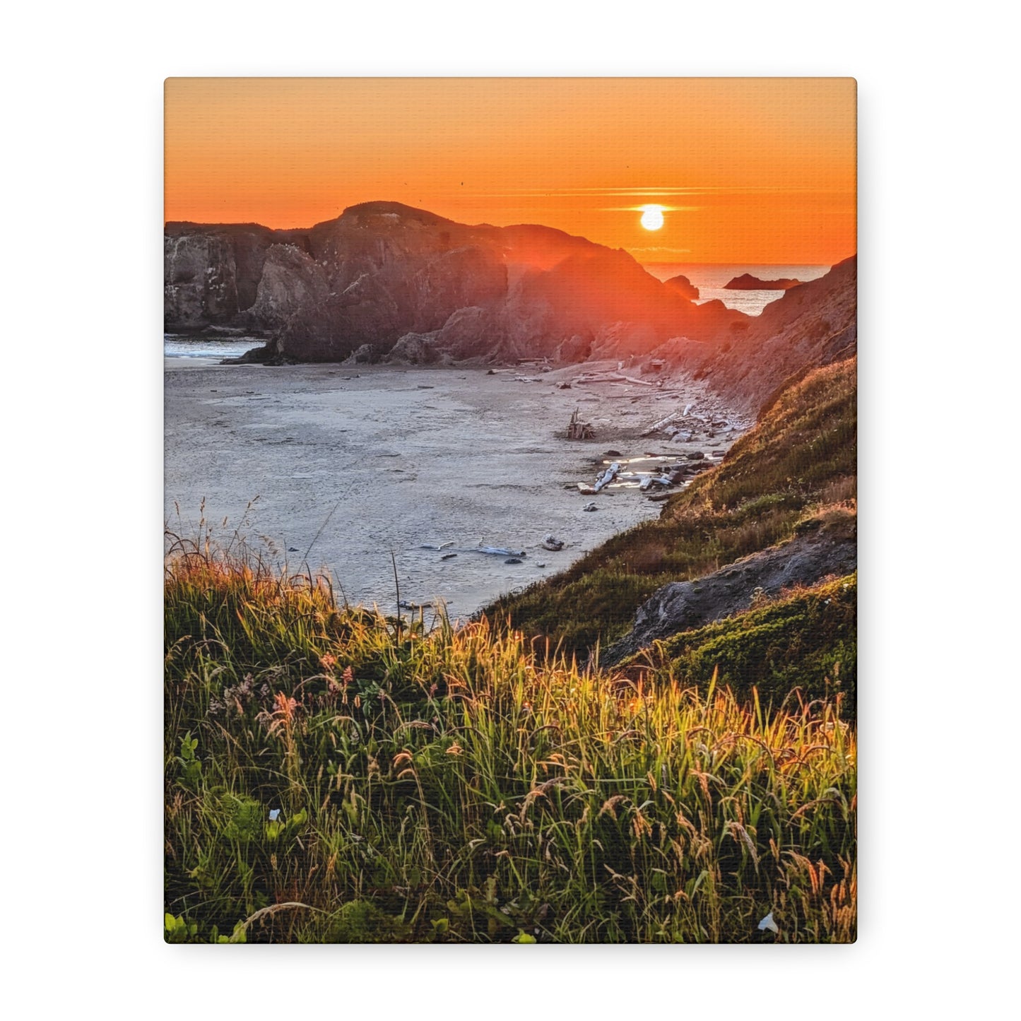 Last Light at Coquille Point - Vertical Canvas Print