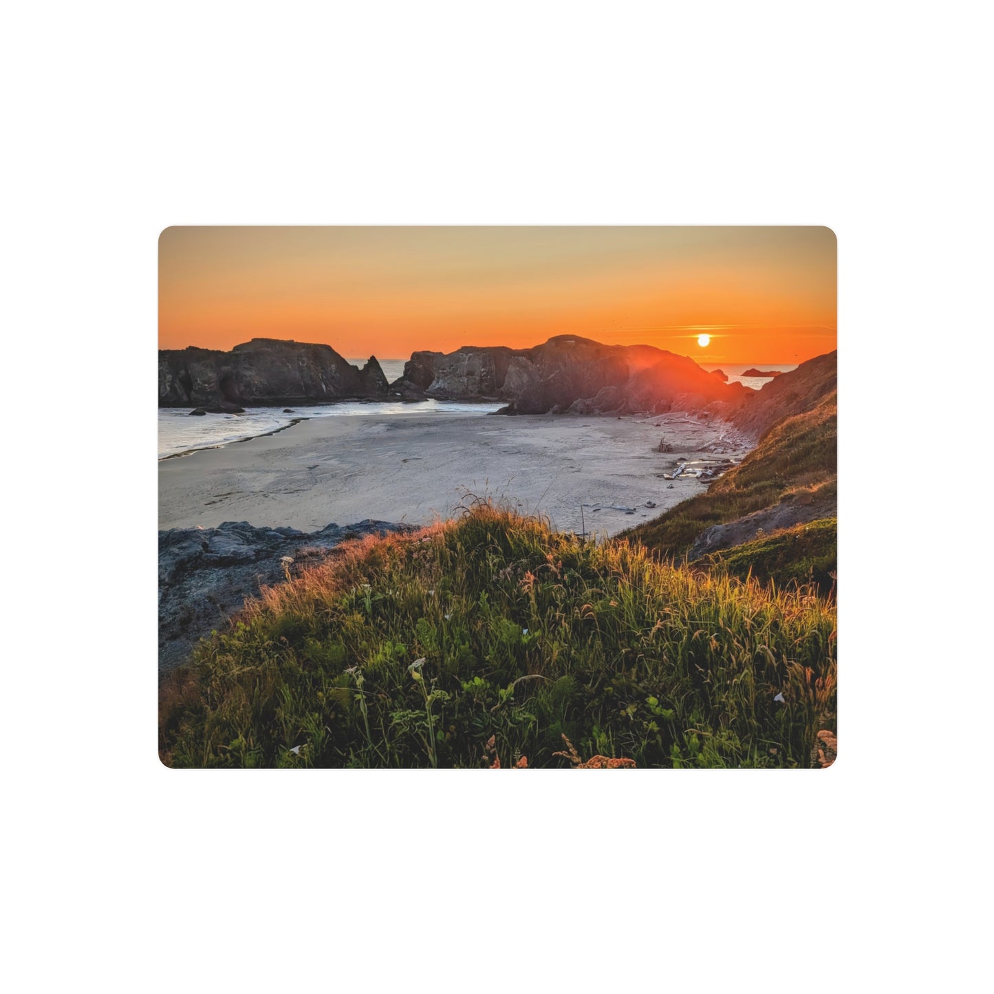 Last Light at Coquille Point - Metal Coastal Print