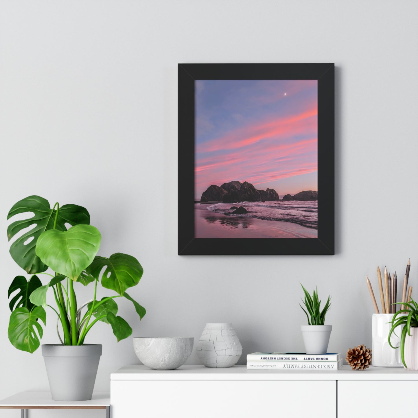 Epic Gold Beach Sunset - Vertical Framed Poster