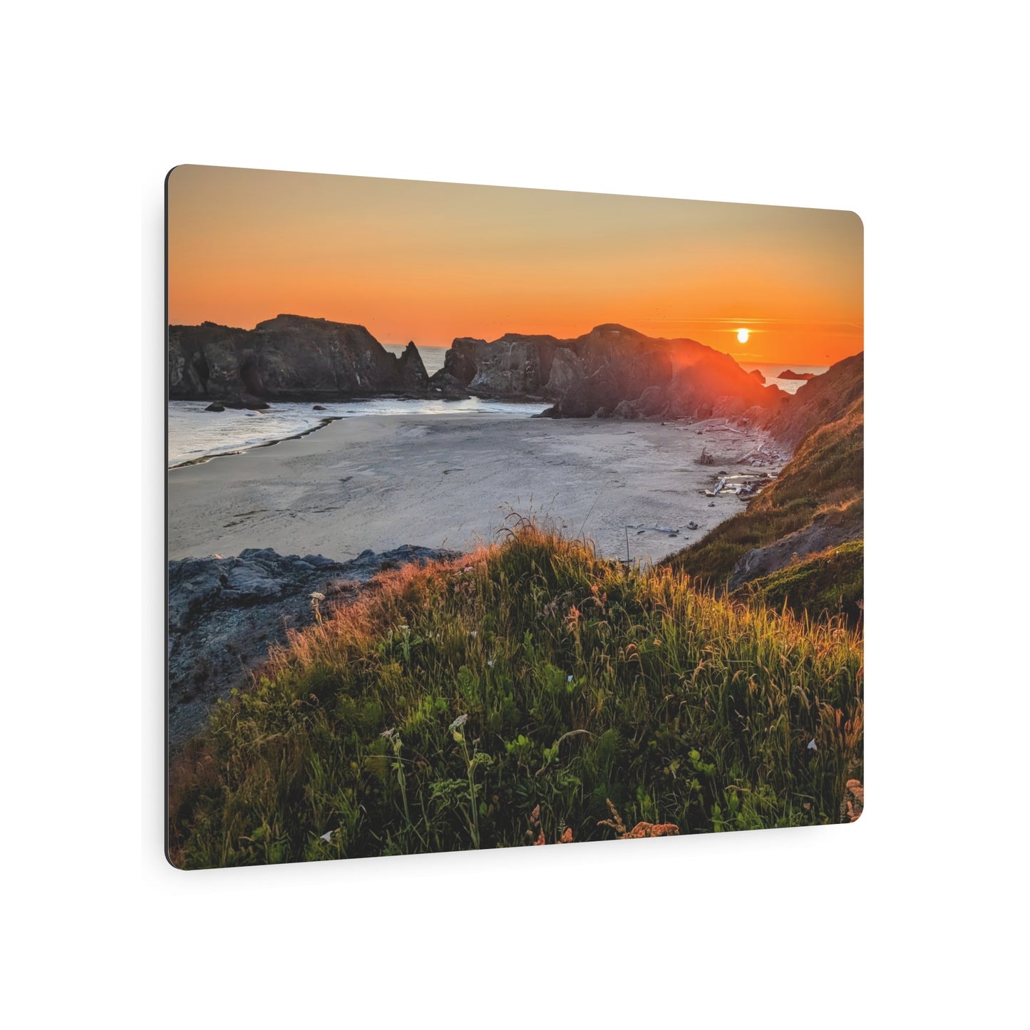 Last Light at Coquille Point - Metal Coastal Print
