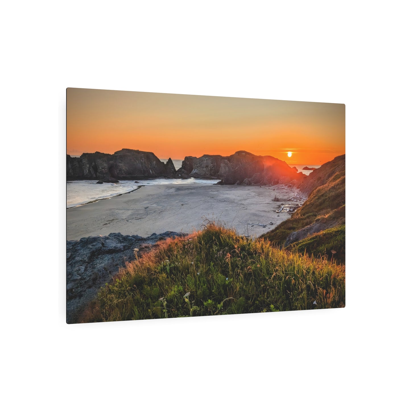 Last Light at Coquille Point - Metal Coastal Print