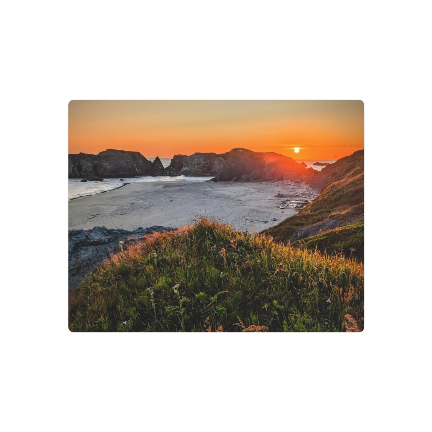 Last Light at Coquille Point - Metal Coastal Print