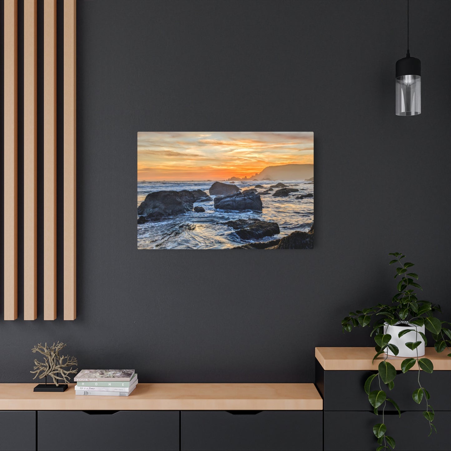 Lone Rocks Meet the Last Light - Metal Coastal Print