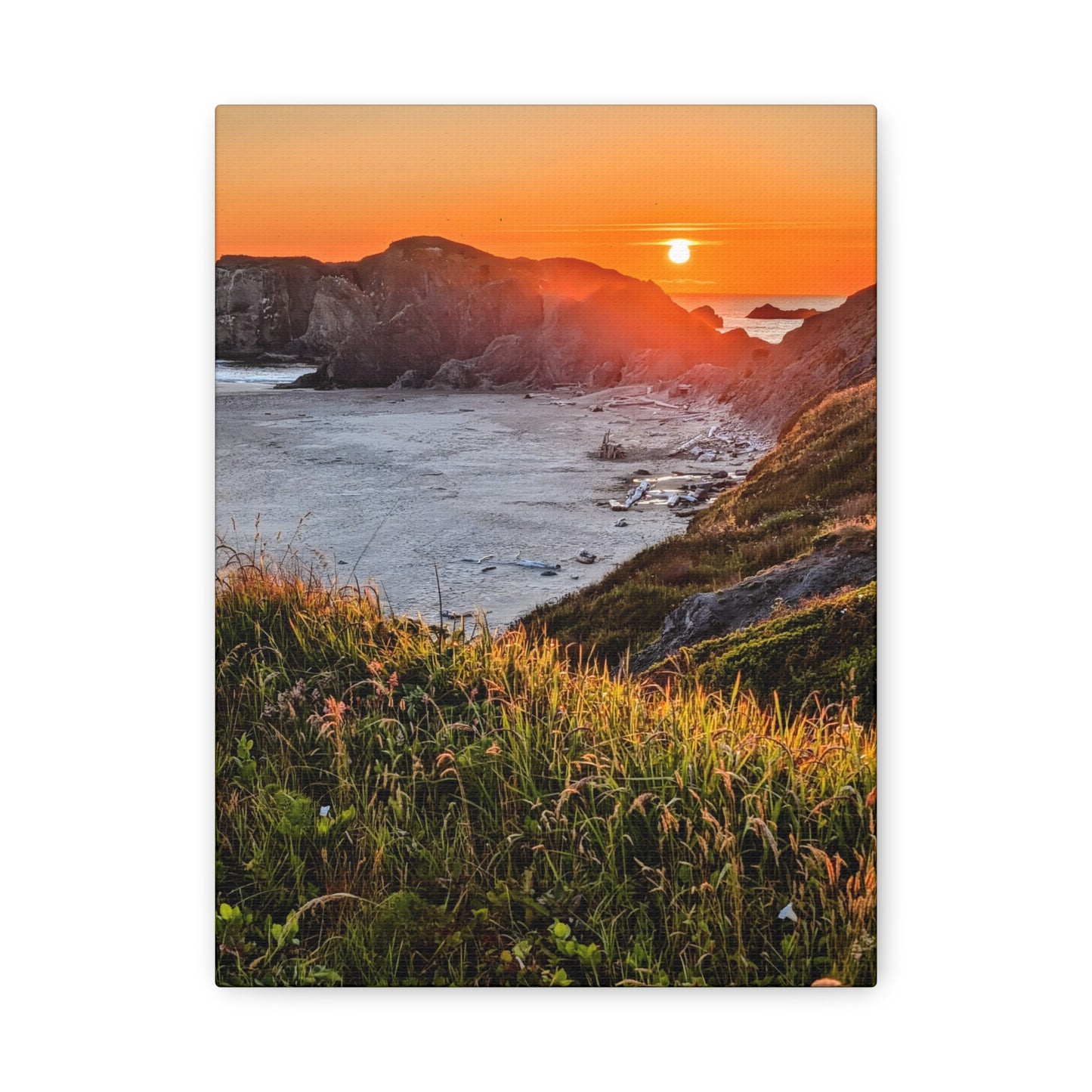 Last Light at Coquille Point - Vertical Canvas Print