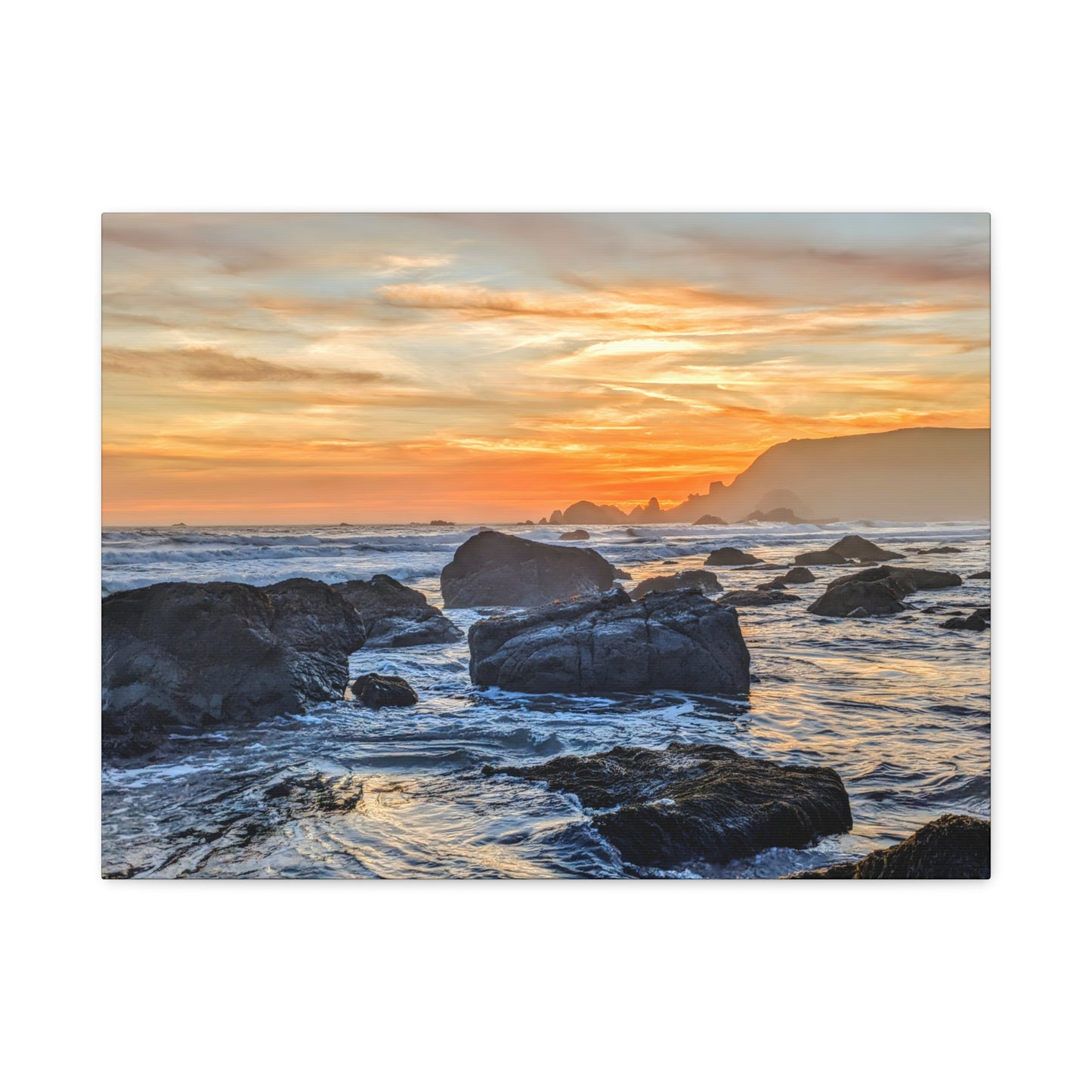 Lone Rocks Meet the Last Light - Canvas Print