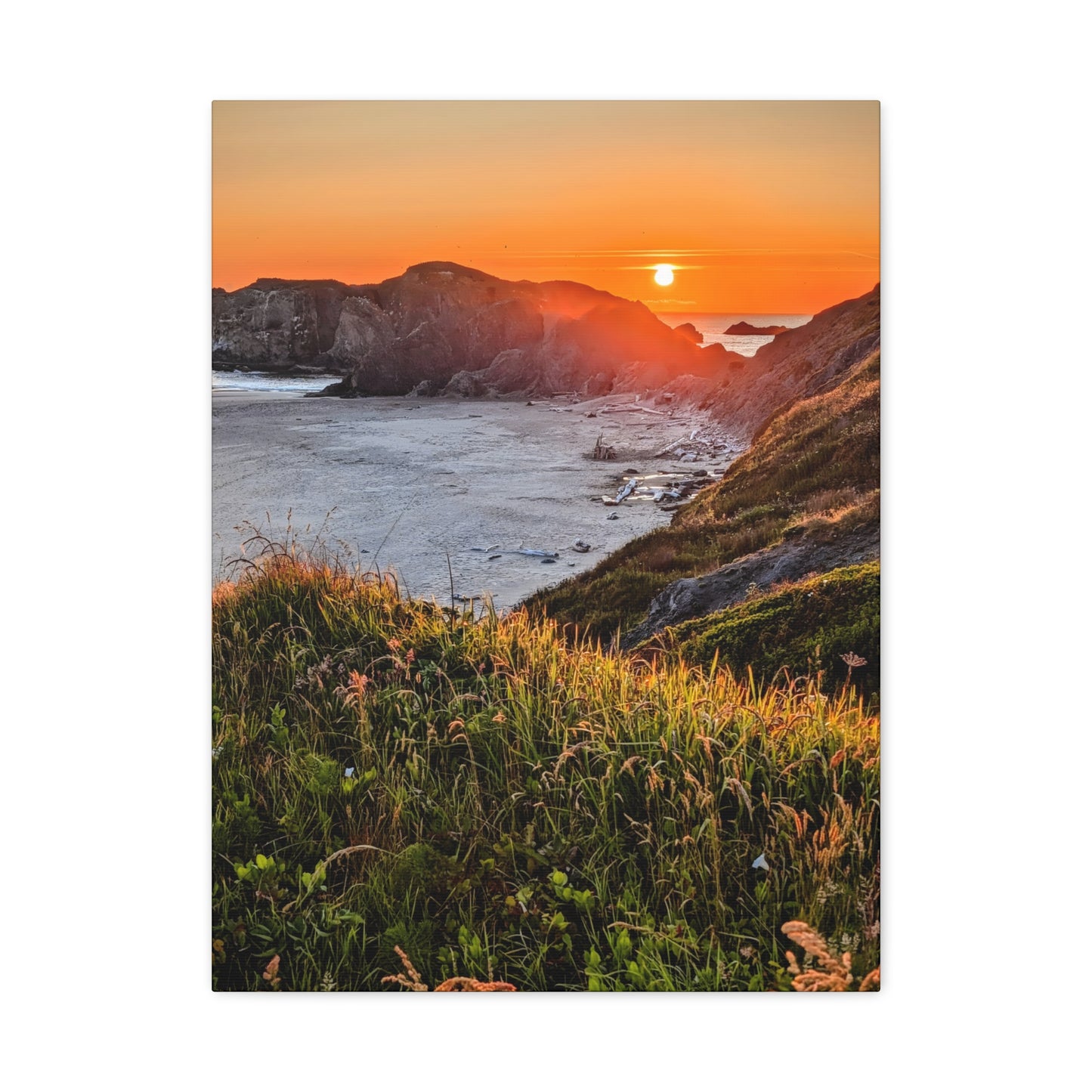 Last Light at Coquille Point - Vertical Canvas Print