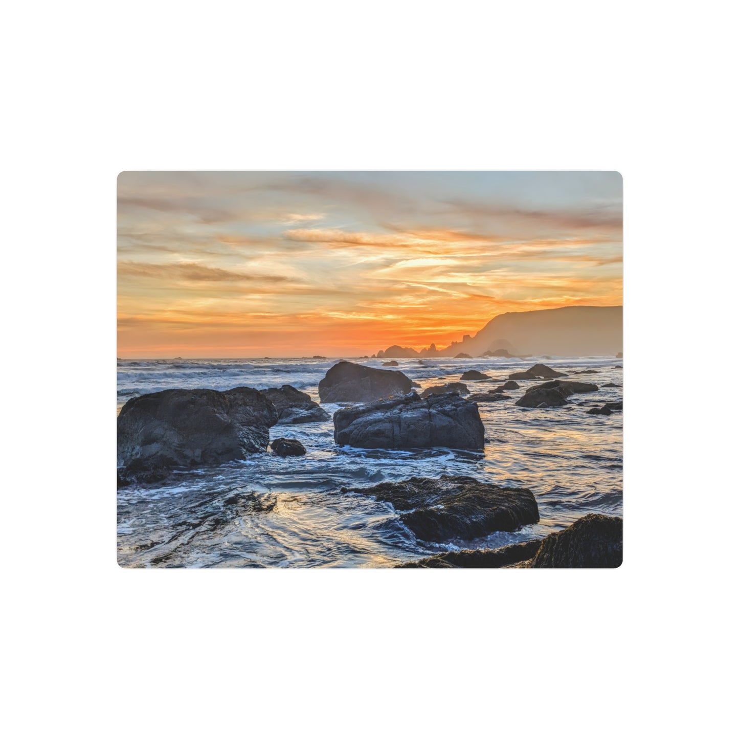 Lone Rocks Meet the Last Light - Metal Coastal Print