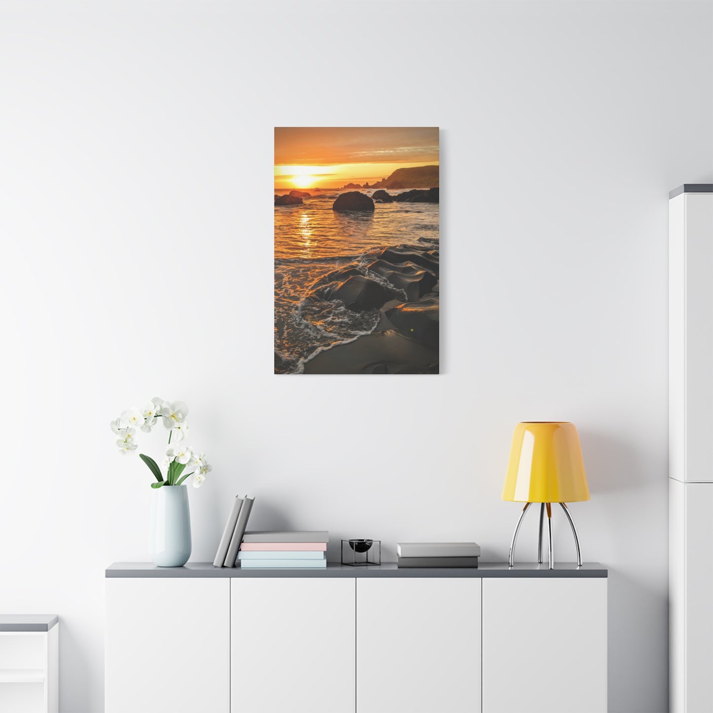 Coastal Rock Calm - Vertical Canvas Print