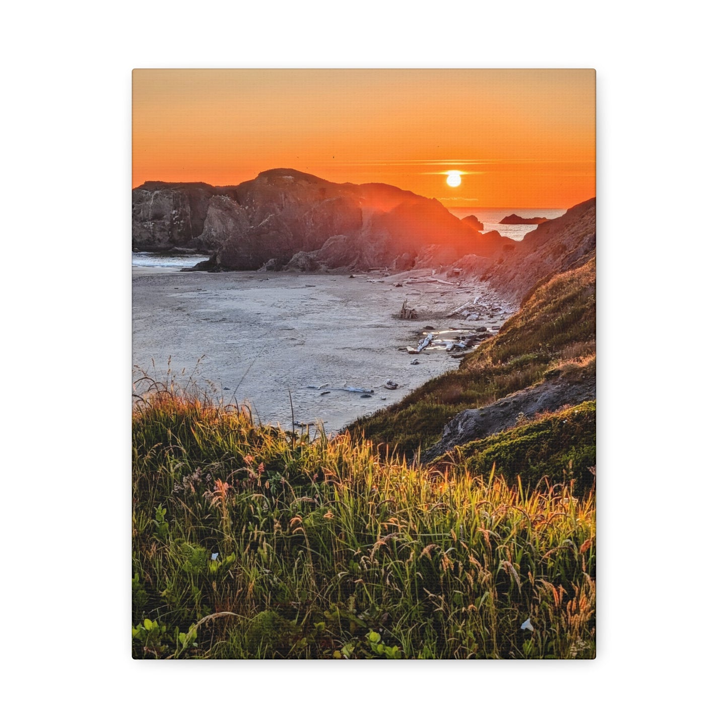 Last Light at Coquille Point - Vertical Canvas Print