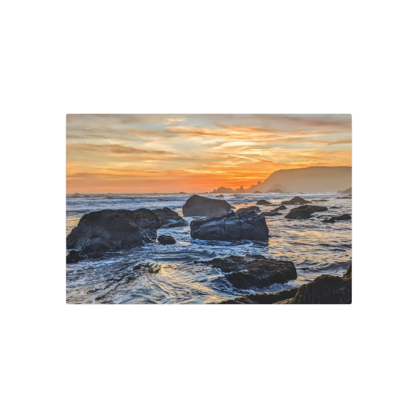 Lone Rocks Meet the Last Light - Metal Coastal Print