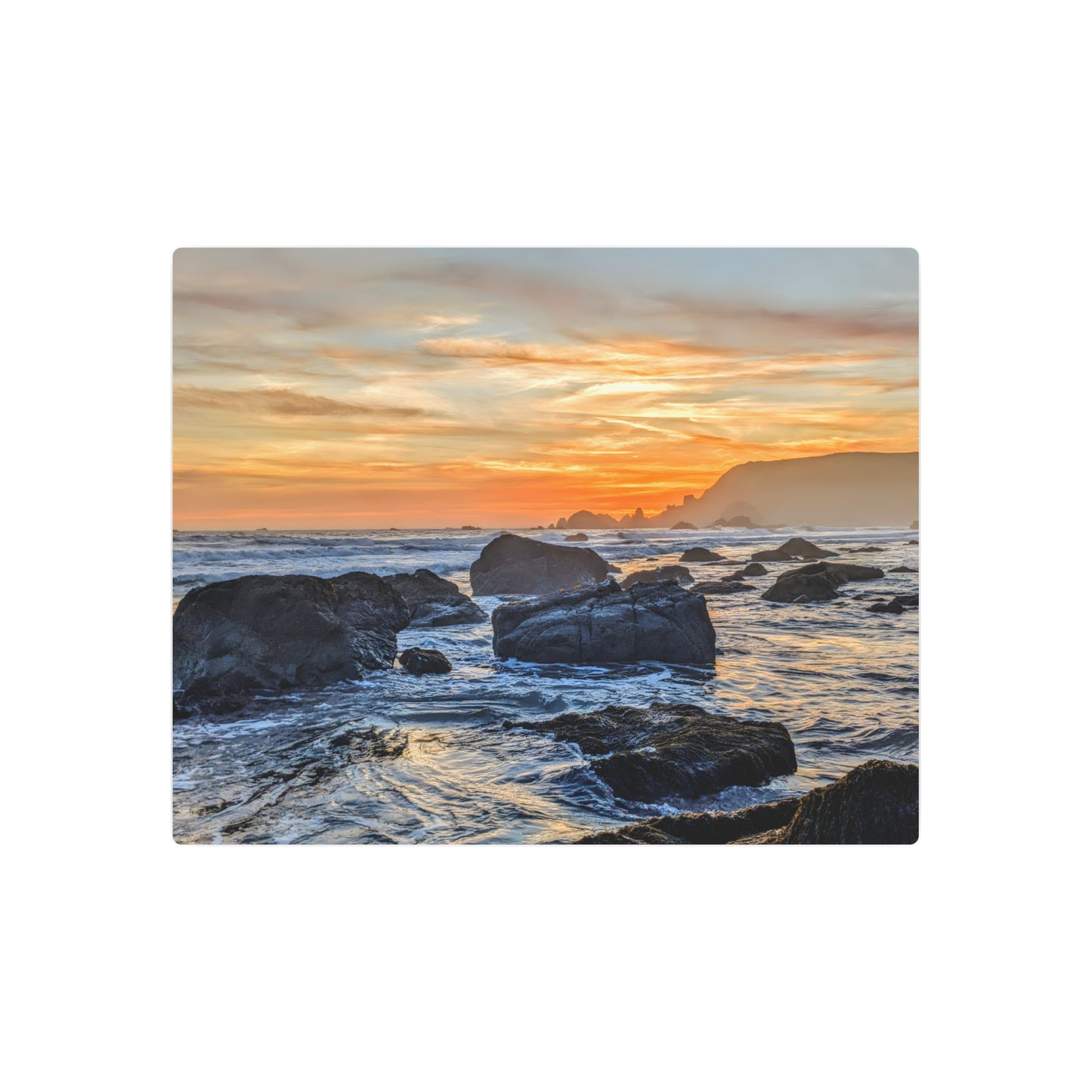 Lone Rocks Meet the Last Light - Metal Coastal Print