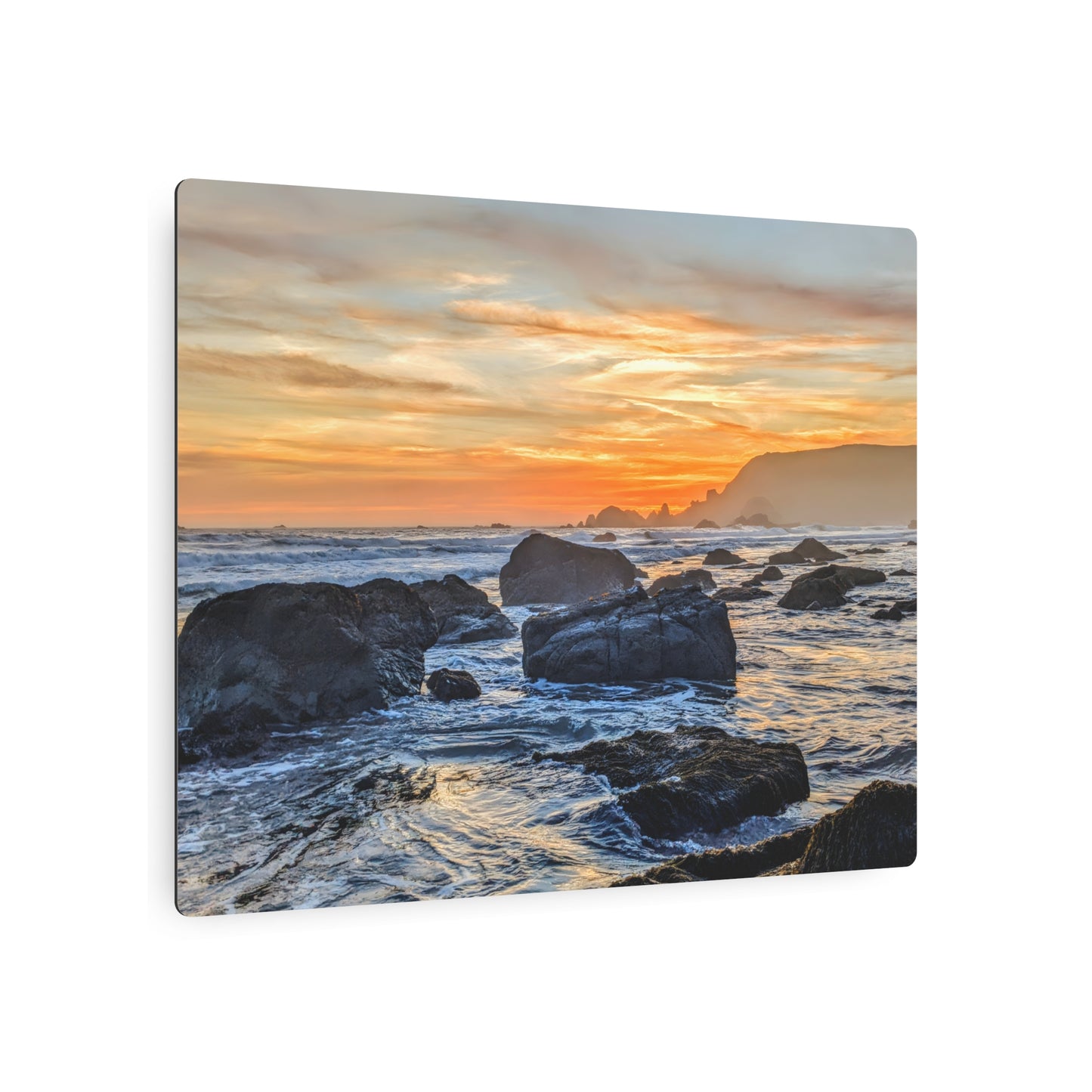 Lone Rocks Meet the Last Light - Metal Coastal Print