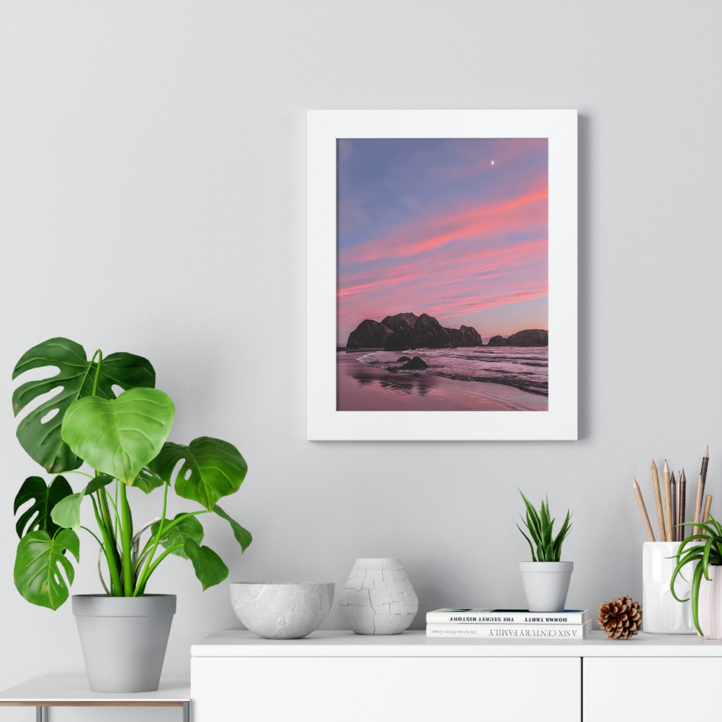 Epic Gold Beach Sunset - Vertical Framed Poster
