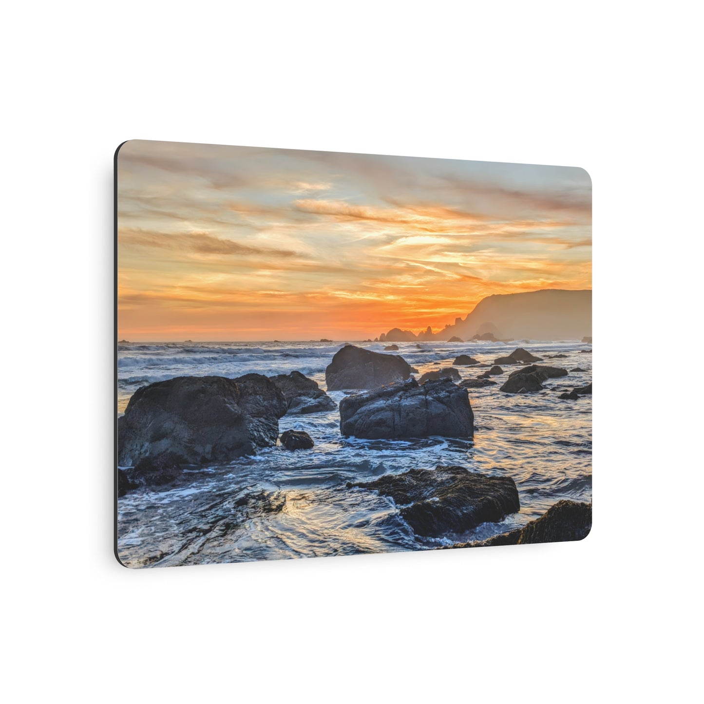 Lone Rocks Meet the Last Light - Metal Coastal Print