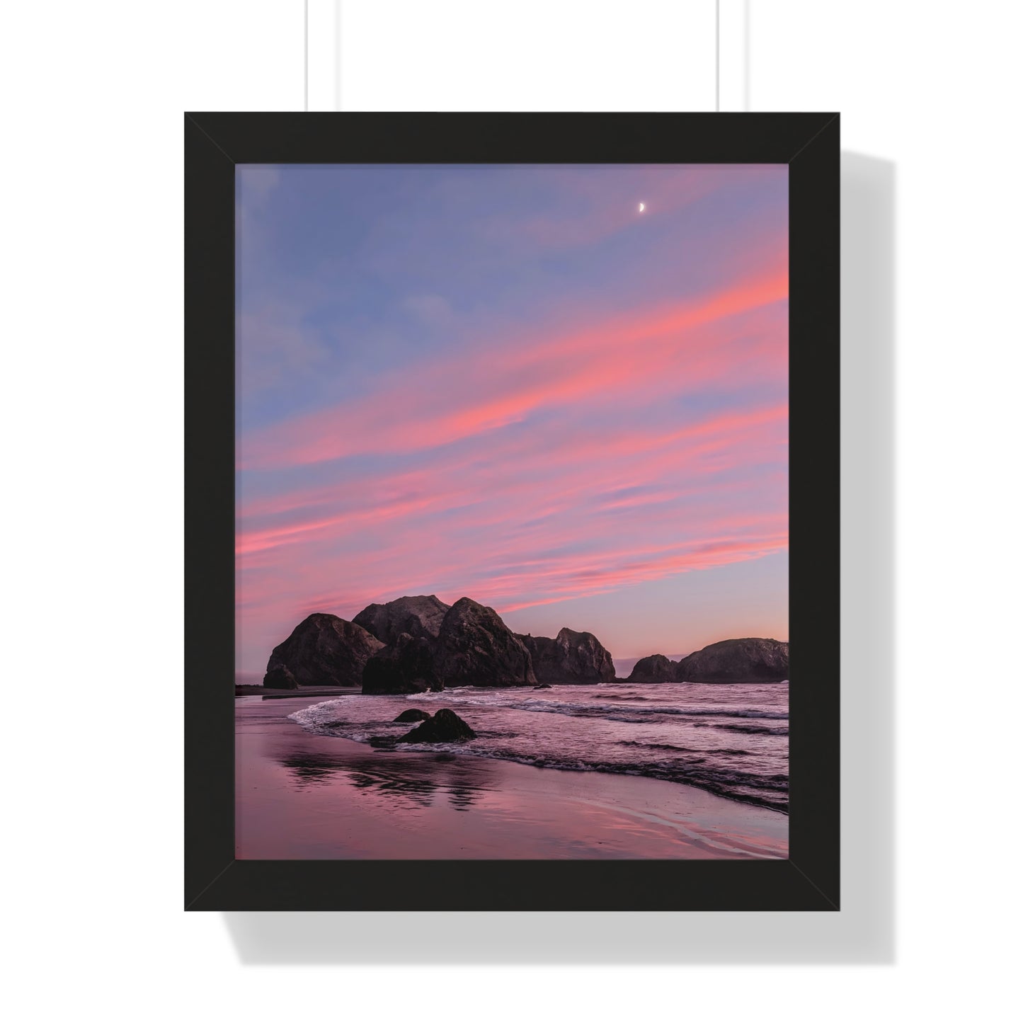 Epic Gold Beach Sunset - Vertical Framed Poster