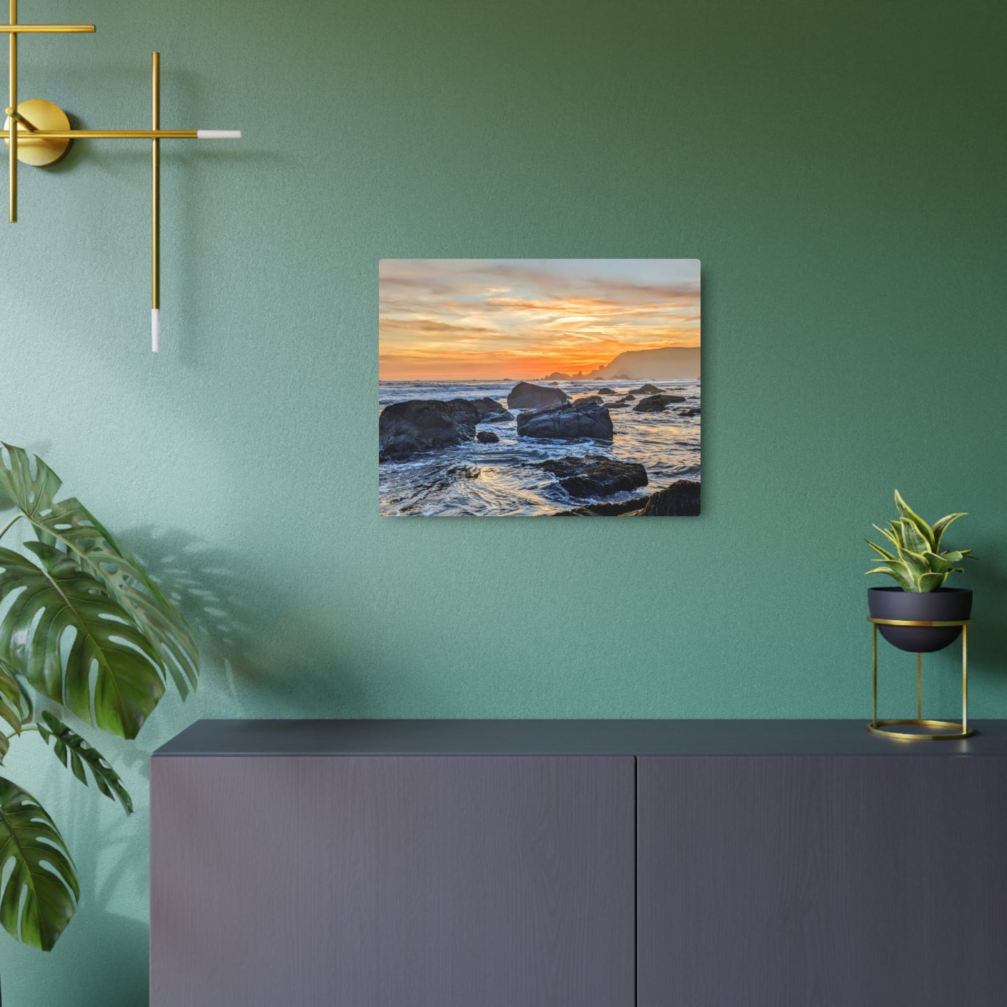 Lone Rocks Meet the Last Light - Metal Coastal Print