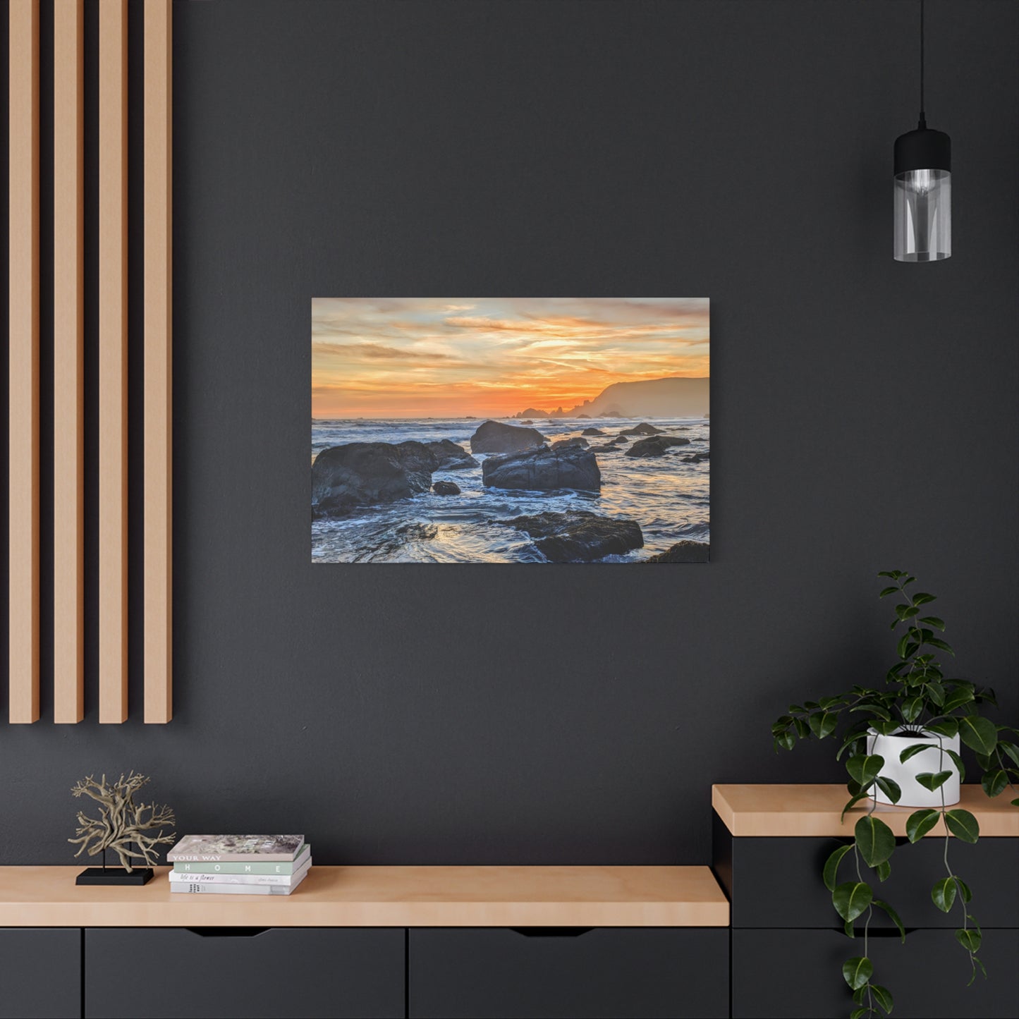 Lone Rocks Meet the Last Light - Canvas Print