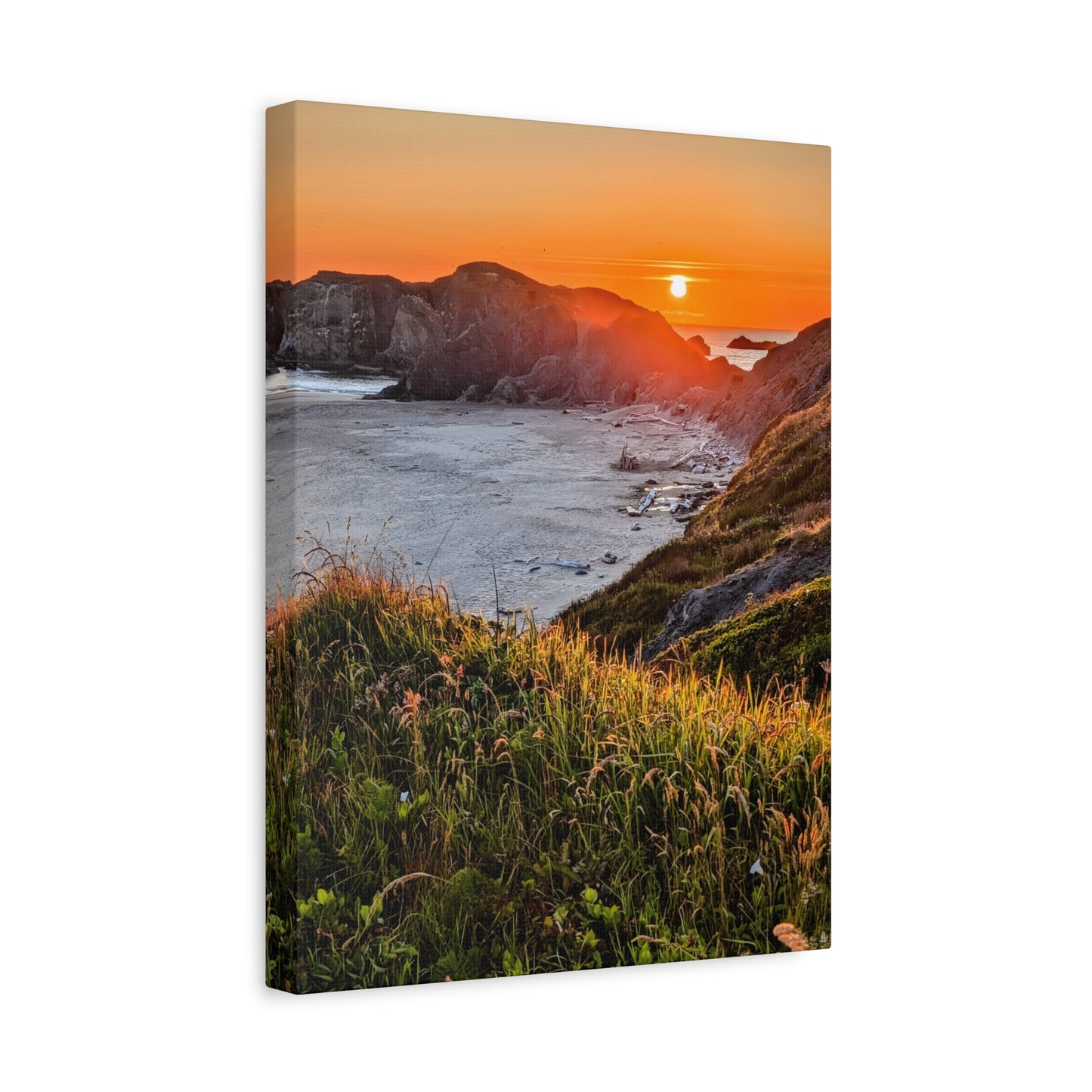 Last Light at Coquille Point - Vertical Canvas Print