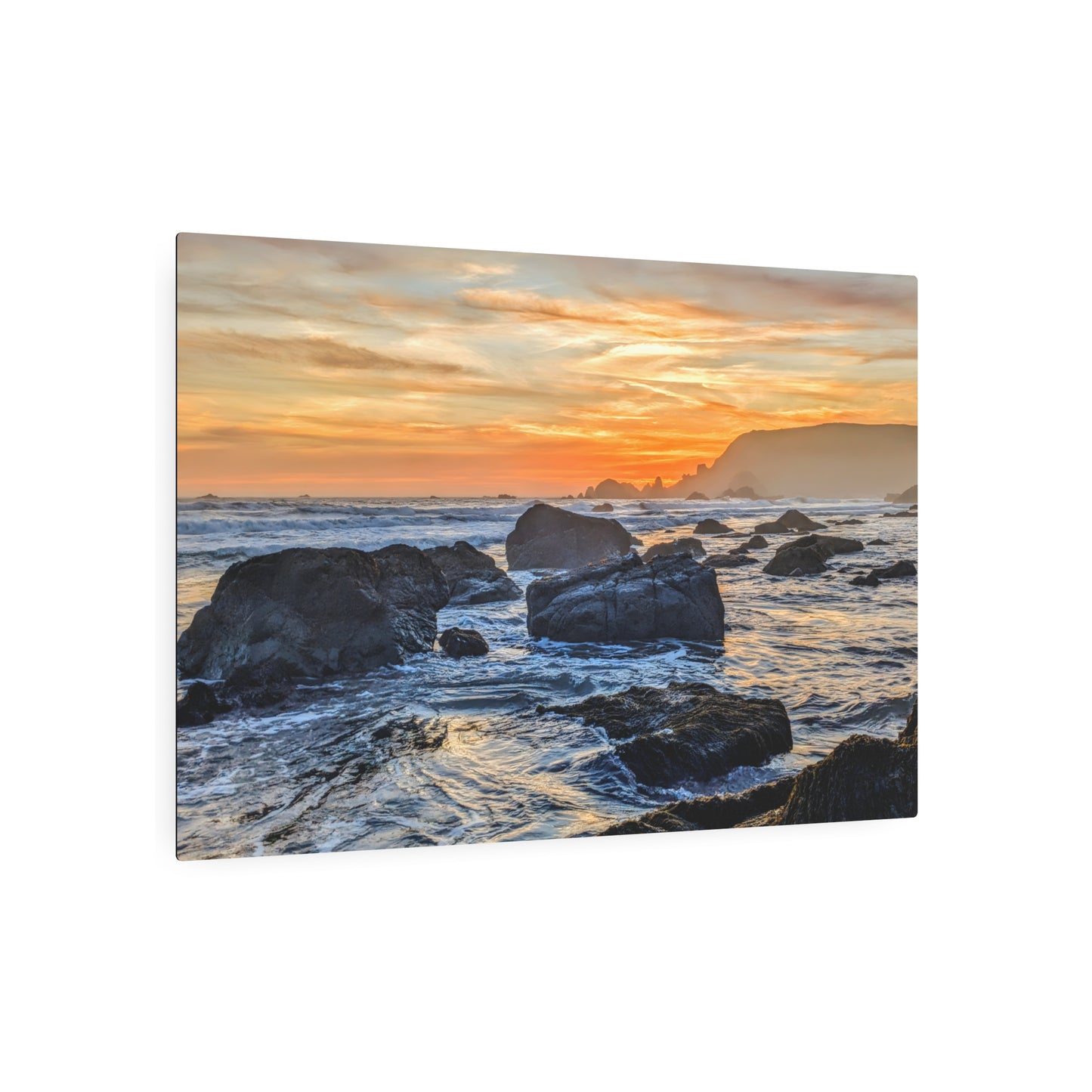 Lone Rocks Meet the Last Light - Metal Coastal Print