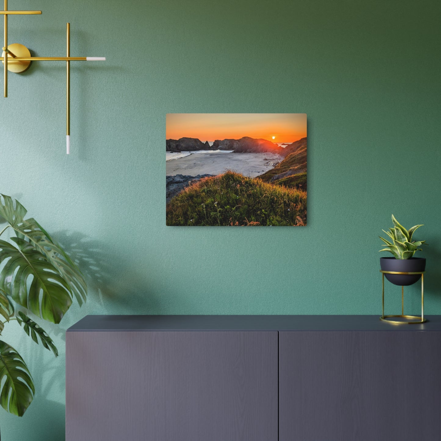 Last Light at Coquille Point - Metal Coastal Print