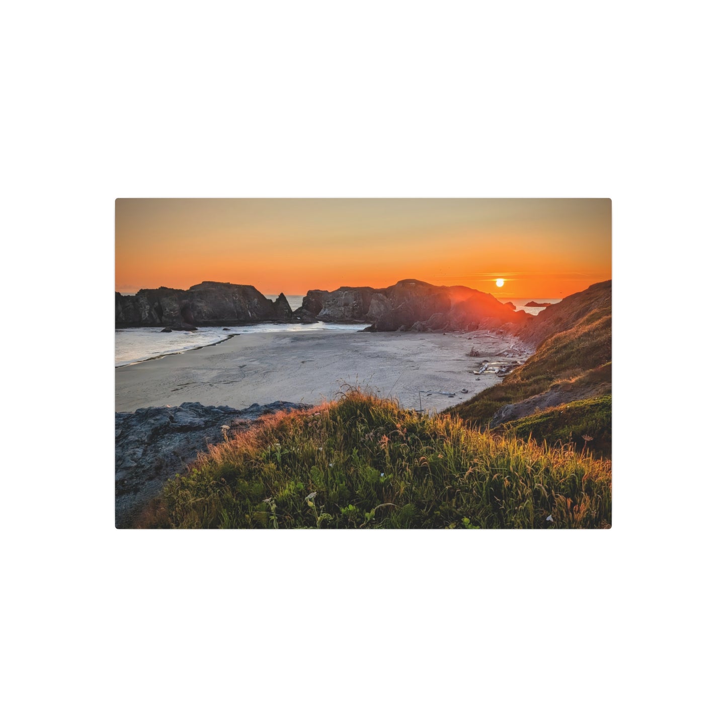 Last Light at Coquille Point - Metal Coastal Print