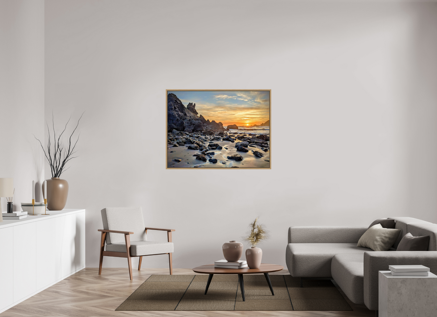 48 x 36″, Floater Lone Rocks Meet the Last Light Premium Floating Print