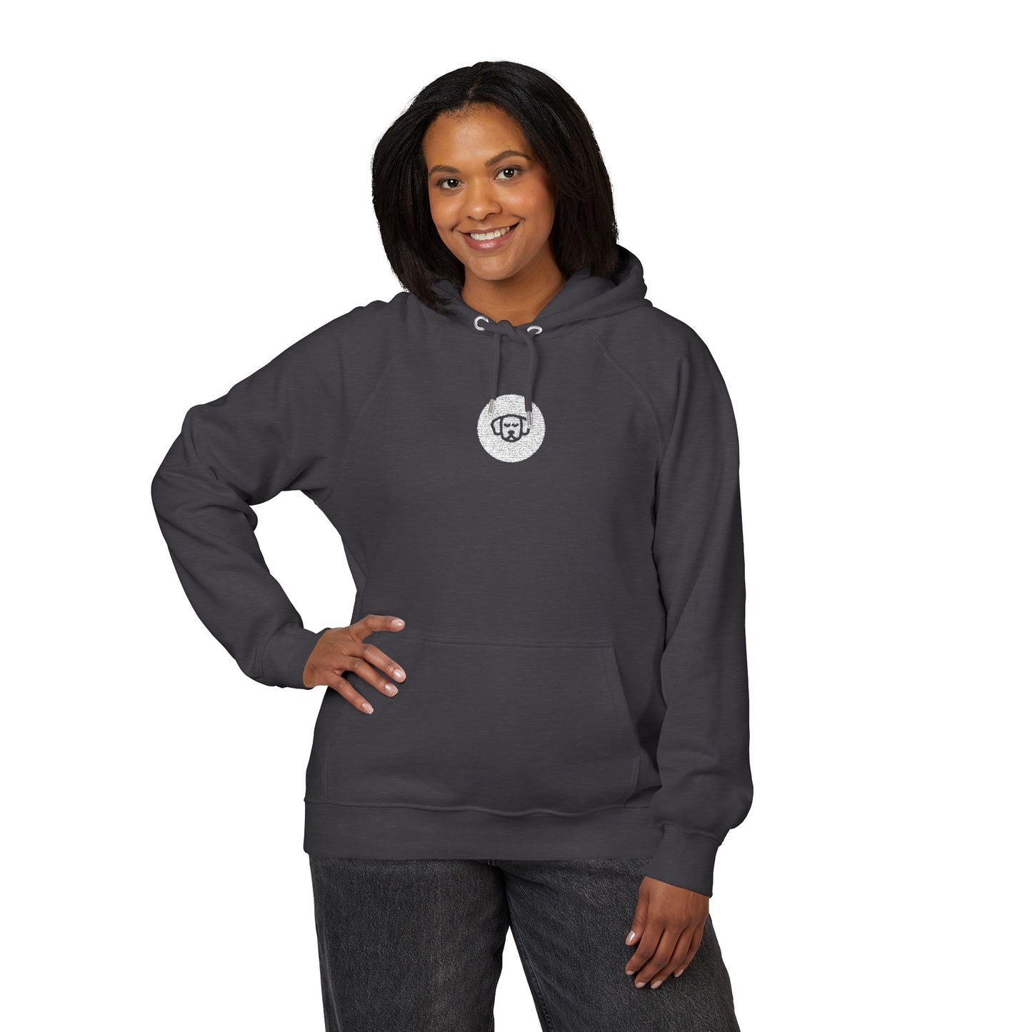 Black Label Dog Head Embroidered Organic Hoodie