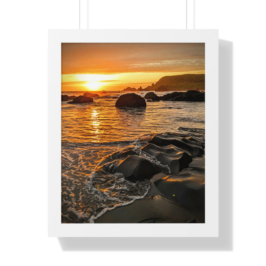Coastal Rock Calm - Framed Vertical Poster