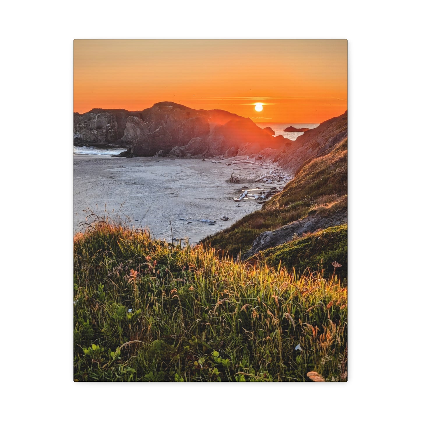 Last Light at Coquille Point - Vertical Canvas Print