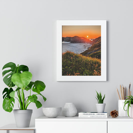 Last Light at Coquille Point - Framed Vertical Poster