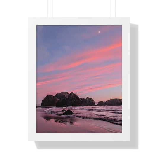Epic Gold Beach Sunset - Vertical Framed Poster