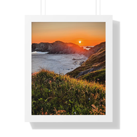Last Light at Coquille Point - Vertical Framed Poster
