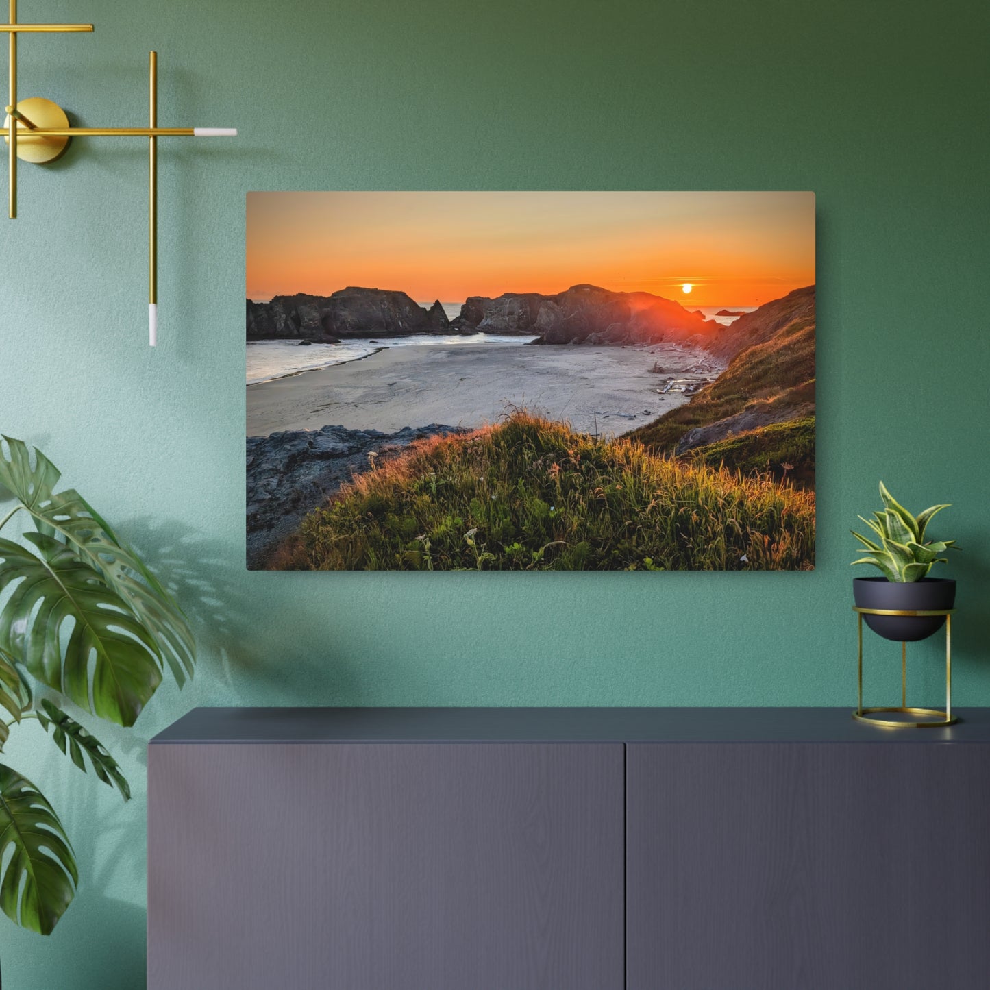 Last Light at Coquille Point - Metal Coastal Print