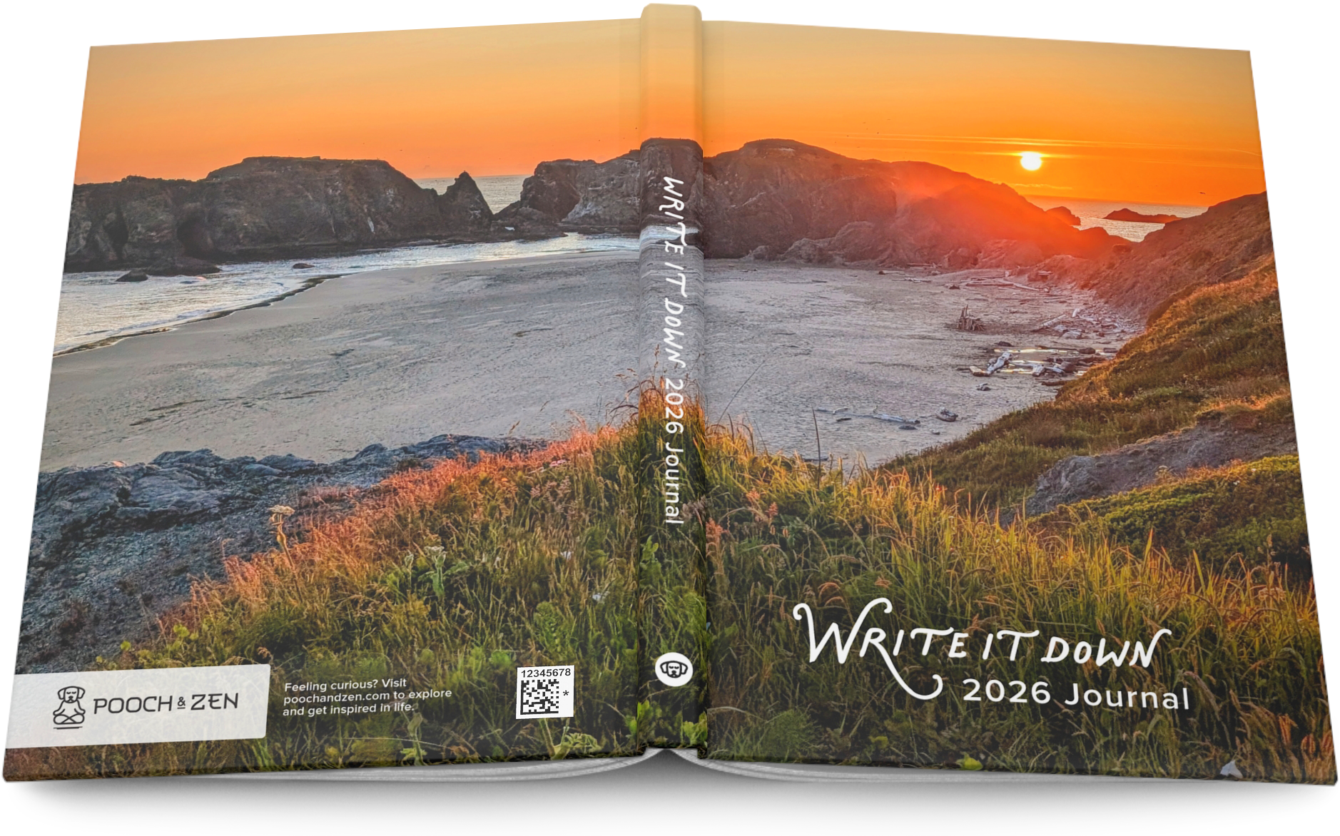 Oregon art journal with a sunset view of the Bandon coast for writing